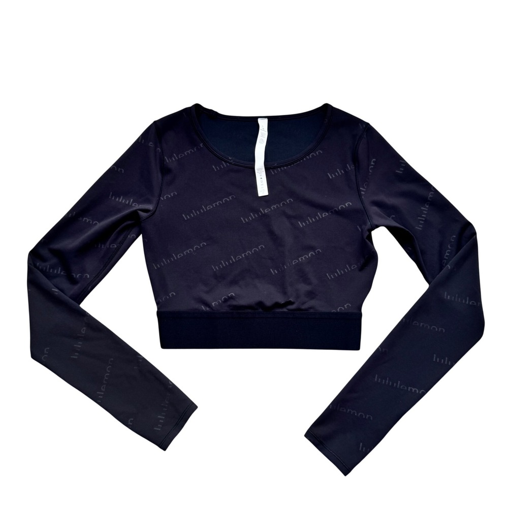 Lululemon Wunder Train Cropped Long Sleeve Special Edition Black Size 6 Gym - Picture 2 of 7